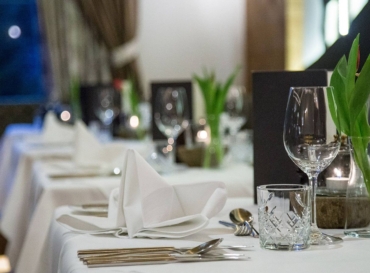 Dining table set for dinner, Ötztal Valley hotel